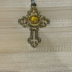 Gold and Yellow Cross Pendant ornate
